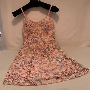 AS U WISH  Peach Flowered dress.